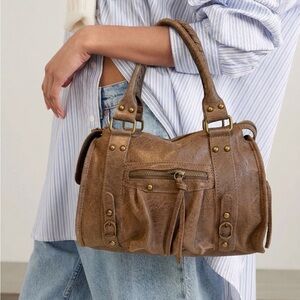 Made in Italy Brown Leather Satchel Handbag - Classic Women Bag